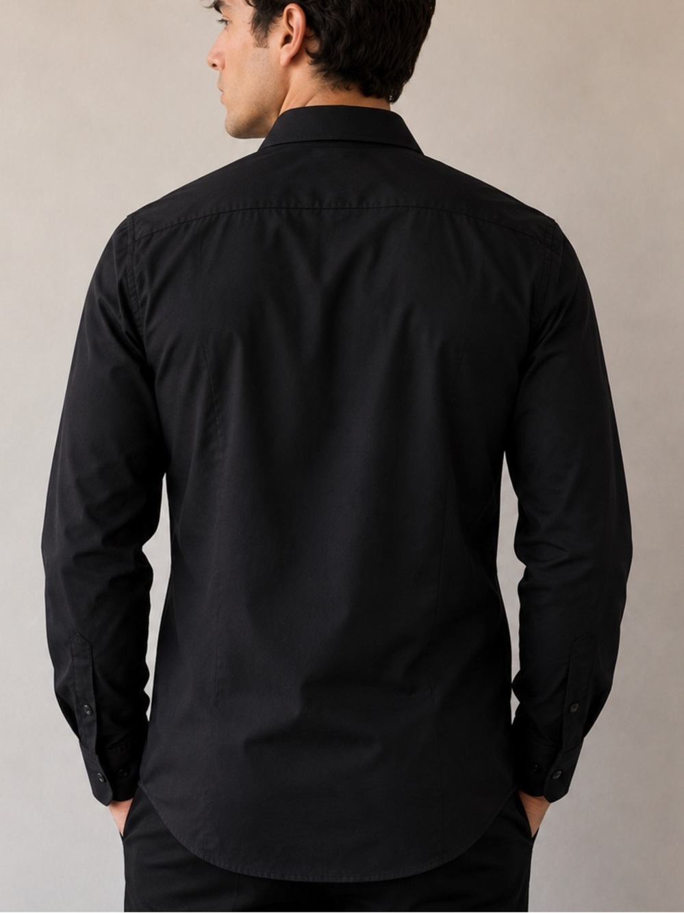 DOLCE ROMA MEN’S BLACK BUTTON DOWN DRESS SHIRT | LARGE 18-18.5 34/35 | NWT - Picture 2 of 8